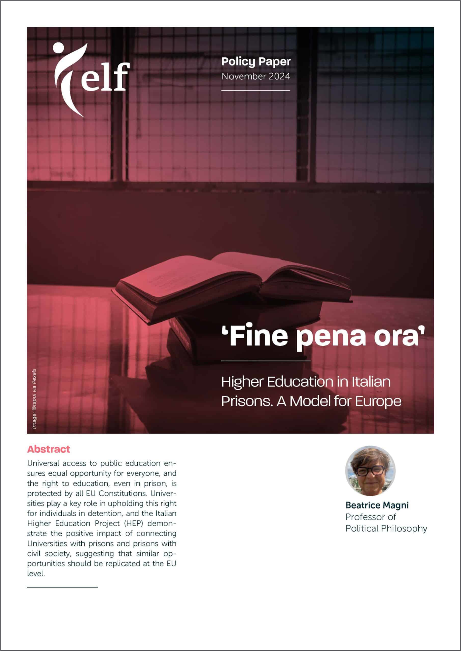 Copertina di Fine pena ora. Higher Education in Italian Prisons. A Model for Europe